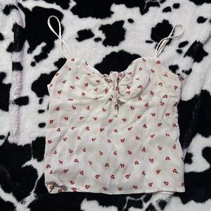 Brandy Melville Red Floral Cream Camisole